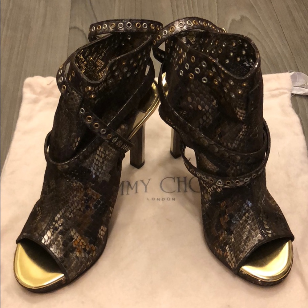Jimmy Choo Leather Ankle Strap Boots/ Heels